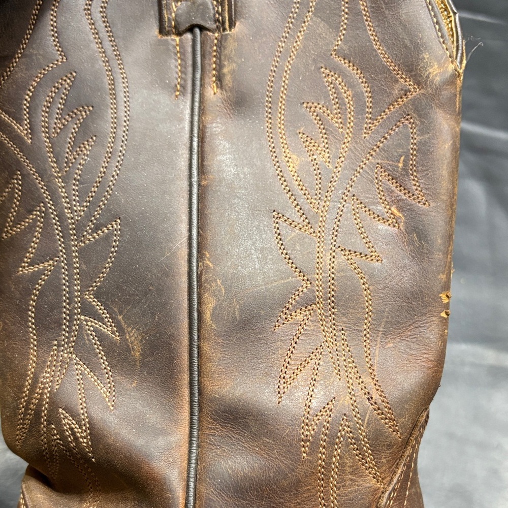 Western Style Brown Leather Heeled Boots - Picture 6 of 8
